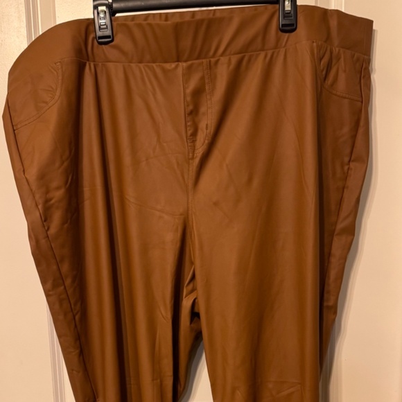 Torrid Faux-Leather Flare Pants | Cognac | Size 5 (5X/28) - Picture 1 of 5